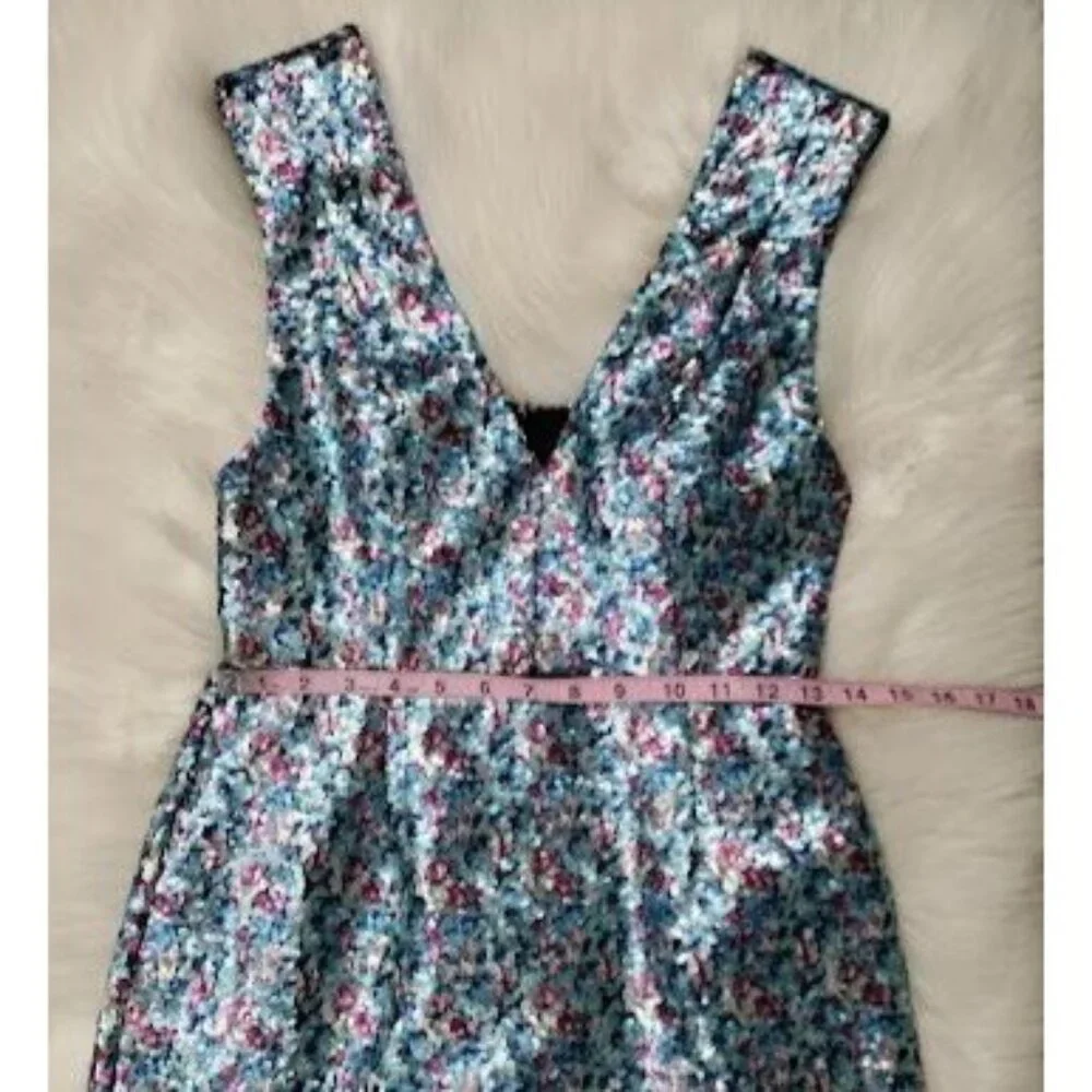 TOPSHOP Sequins Twee Homecomming NYE V-Neck Prom Glamour Mini Dress Size 6 - Picture 6 of 13